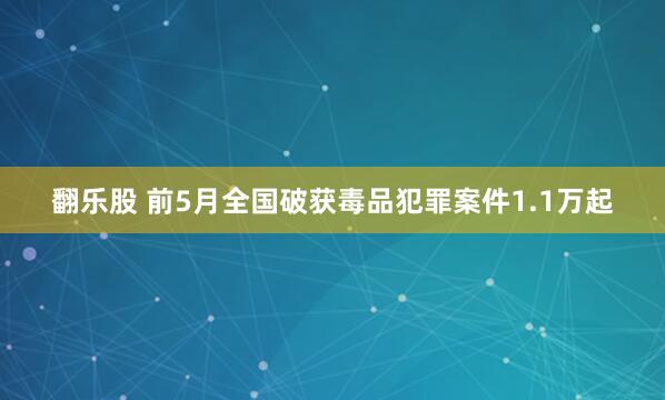 翻乐股 前5月全国破获毒品犯罪案件1.1万起